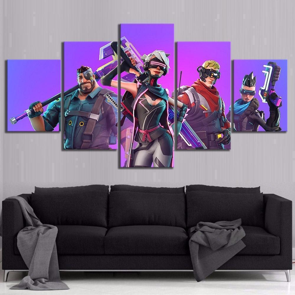 Cyberpunk Heroes Fortnite Gaming Canvas Wall Art