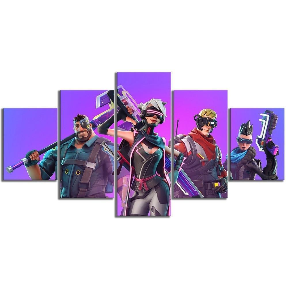 Cyberpunk Heroes Fortnite Gaming Canvas Wall Art