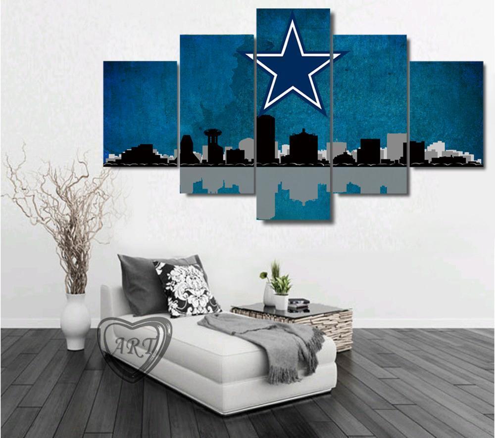 Dallas Cowboys City Skyline  Football Canvas Wall Art
