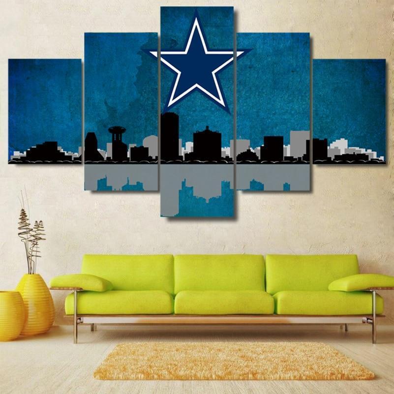 Dallas Cowboys City Skyline  Football Canvas Wall Art