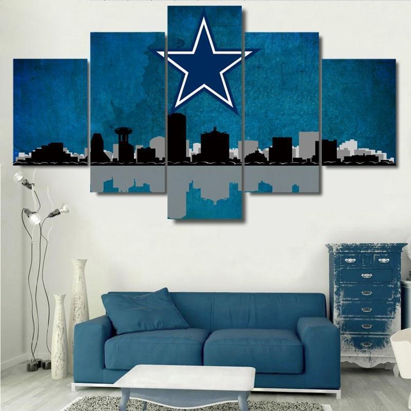 Dallas Cowboys City Skyline  Football Canvas Wall Art