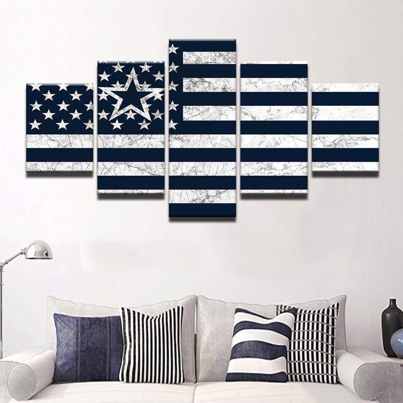 Dallas Cowboys Flag Logo 1  Football Canvas Wall Art
