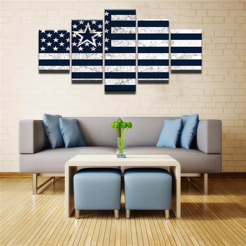 Dallas Cowboys Flag Logo 1  Football Canvas Wall Art