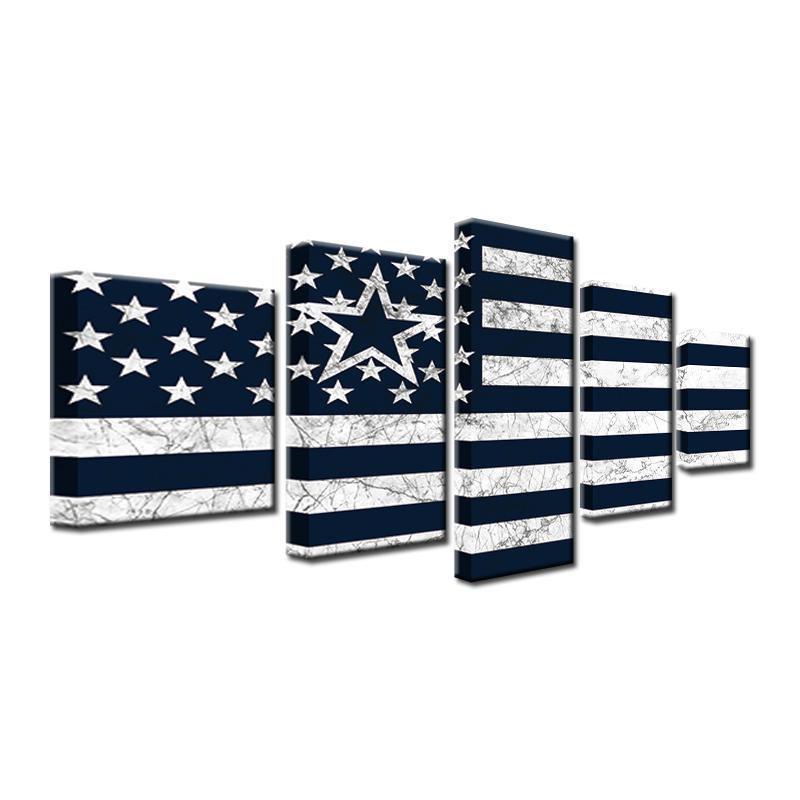 Dallas Cowboys Flag Logo 1  Football Canvas Wall Art