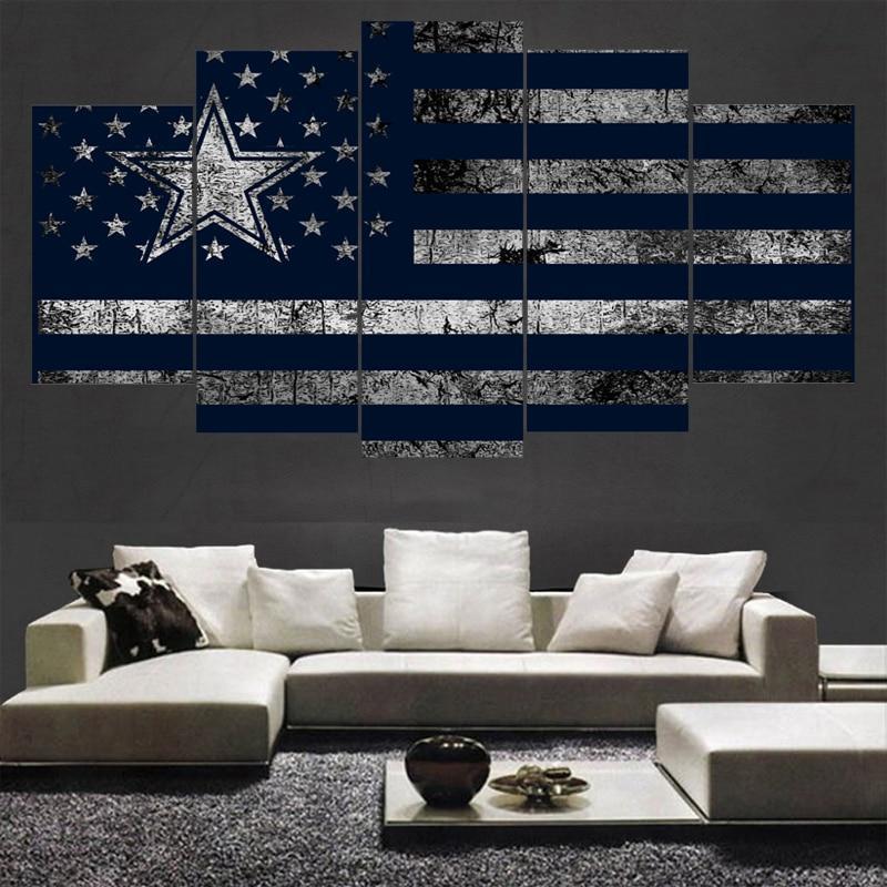 Dallas Cowboys Flag Logo 2  Football Canvas Wall Art