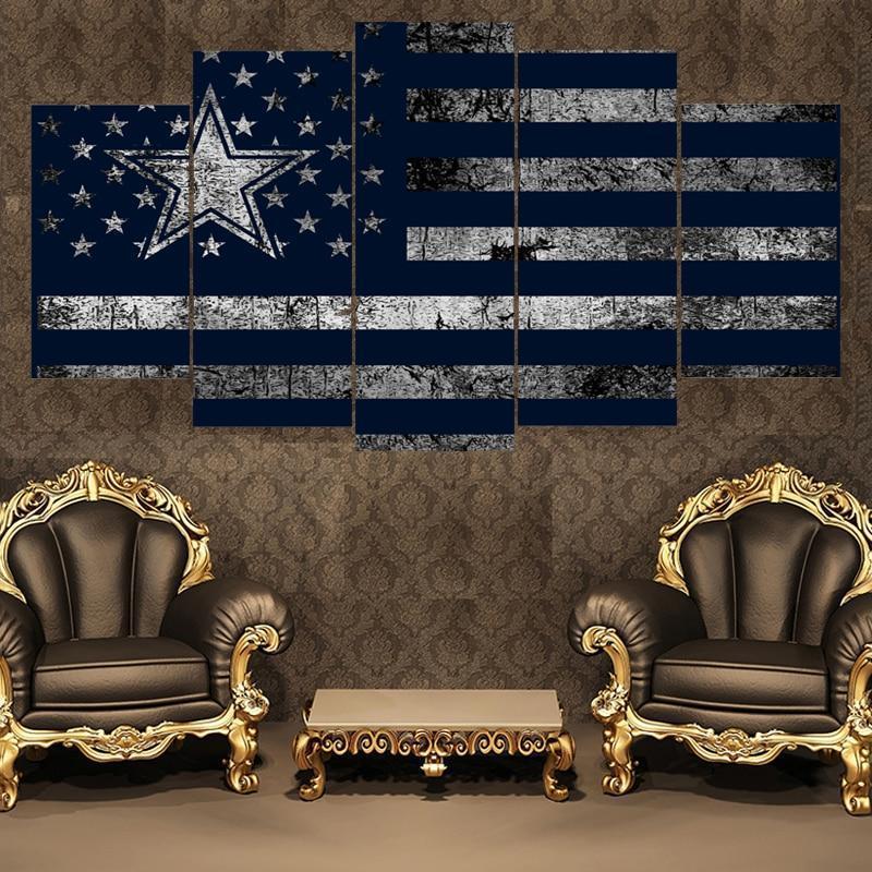Dallas Cowboys Flag Logo 2  Football Canvas Wall Art
