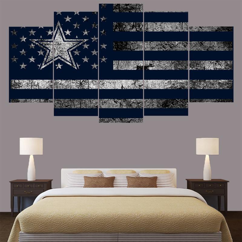 Dallas Cowboys Flag Logo 2  Football Canvas Wall Art