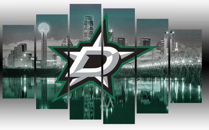 Dallas Stars Logo Exclusive 6 Panels Ice Hockey Canvas Wall Art