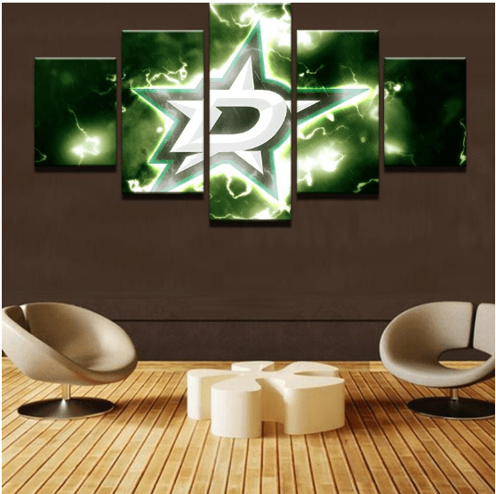 Dallas Stars Logo 4 Ice Hockey Canvas Wall Art