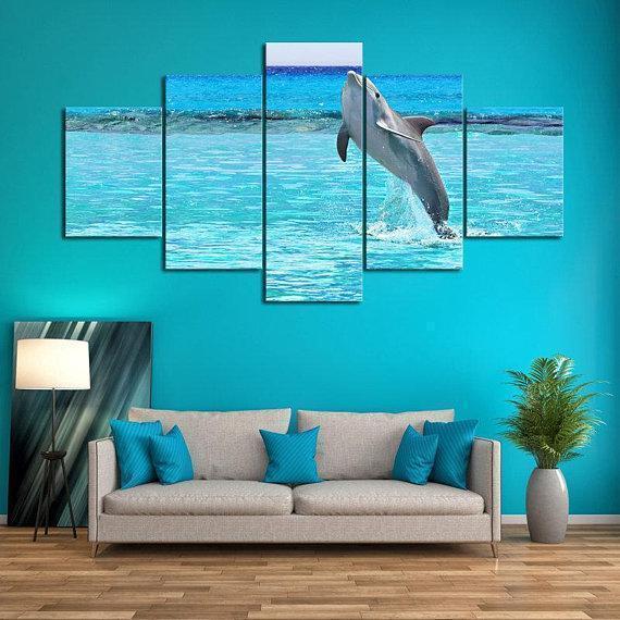 Dancing Dolphin Animal Canvas Wall Art