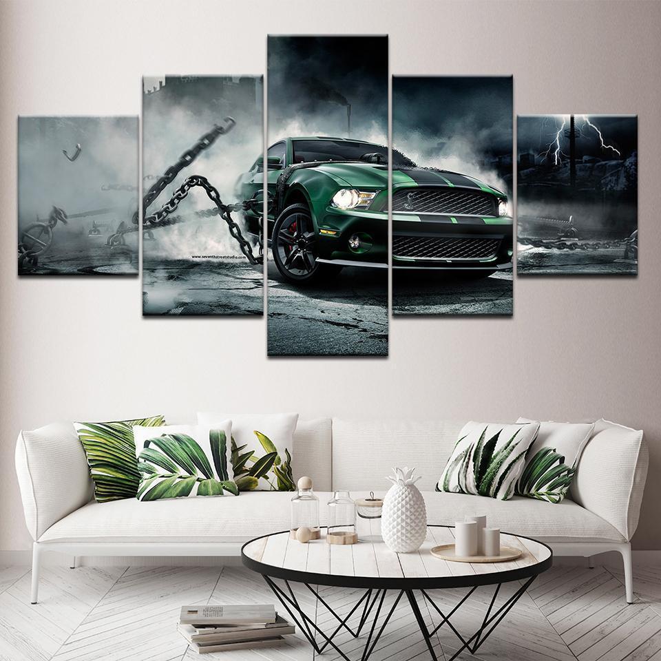 Dark Green Ford Mustang Car &amp;amp; Motor Canvas Wall Art