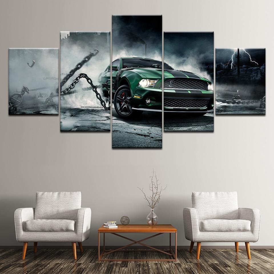 Dark Green Ford Mustang Car &amp;amp; Motor Canvas Wall Art
