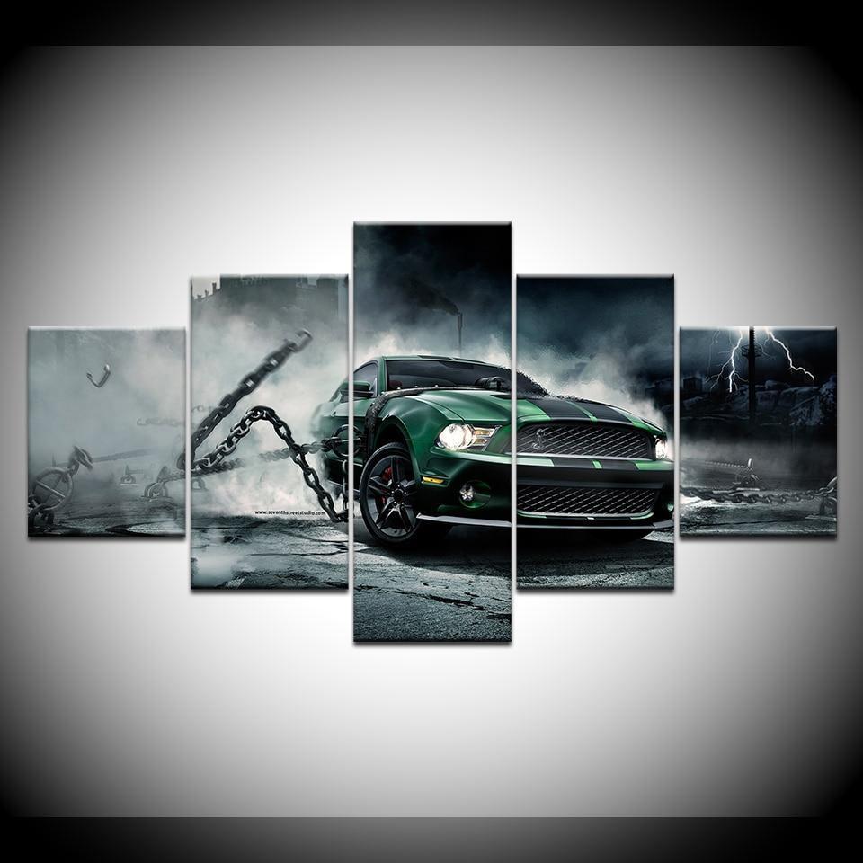 Dark Green Ford Mustang Car &amp;amp; Motor Canvas Wall Art