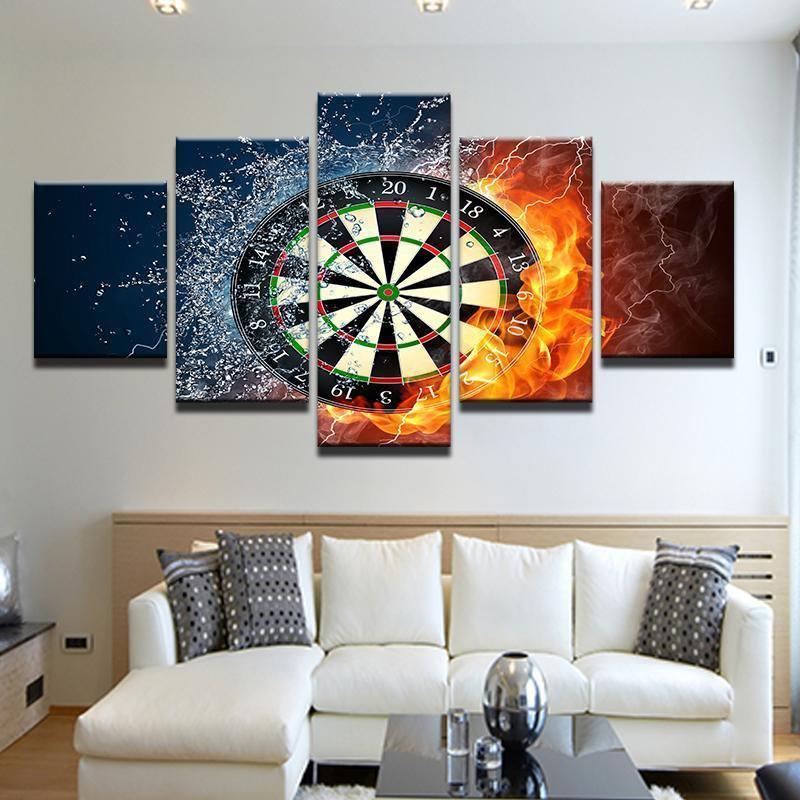 Dartboard Darts Hot And Cold Sport Canvas Wall Art