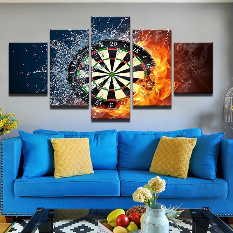 Dartboard Darts Hot And Cold Sport Canvas Wall Art