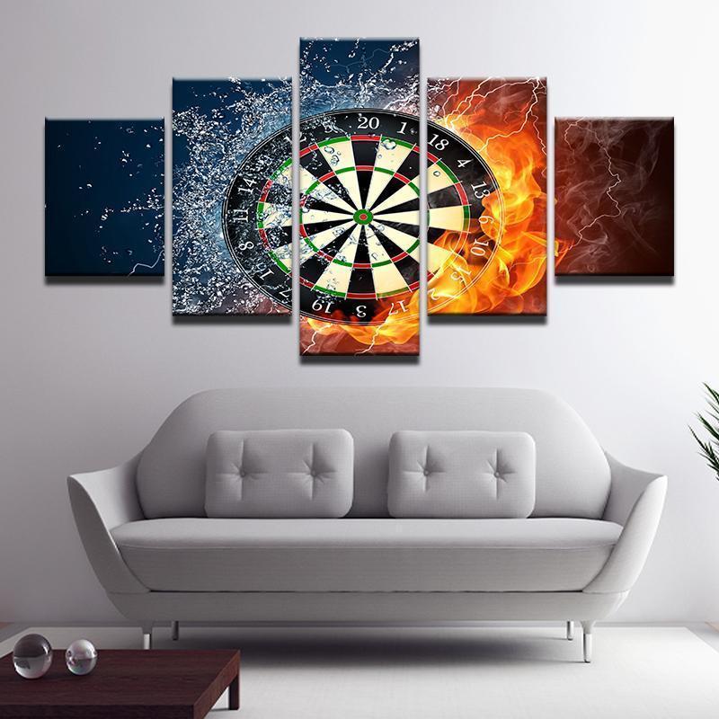 Dartboard Darts Hot And Cold Sport Canvas Wall Art