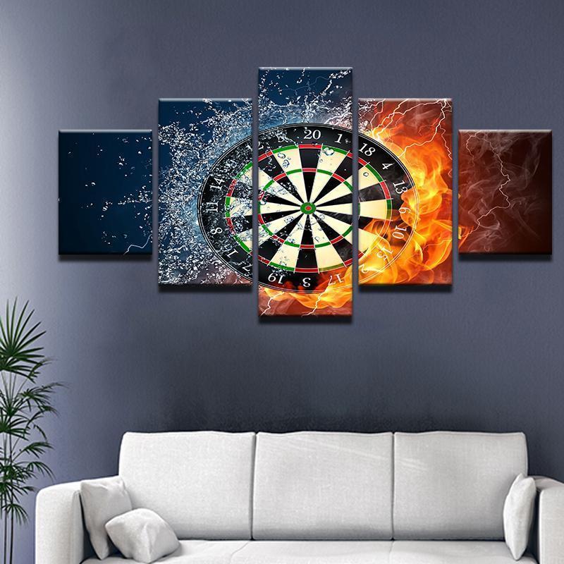 Dartboard Darts Hot And Cold Sport Canvas Wall Art