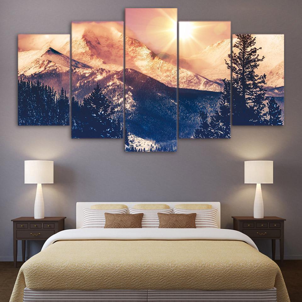 Dawn In Mountain Mountain Canvas Wall Art