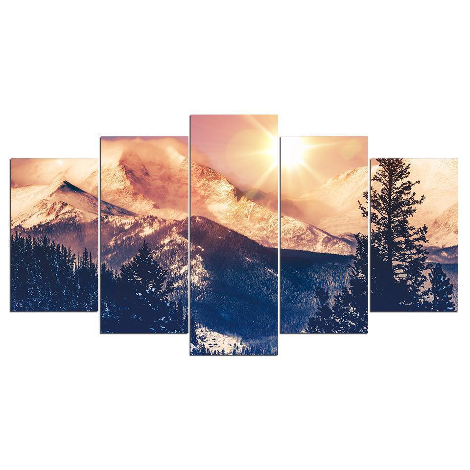 Dawn In Mountain Mountain Canvas Wall Art