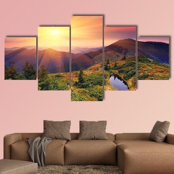 Dawn In Mountains Carpathians Nature Canvas Wall Art