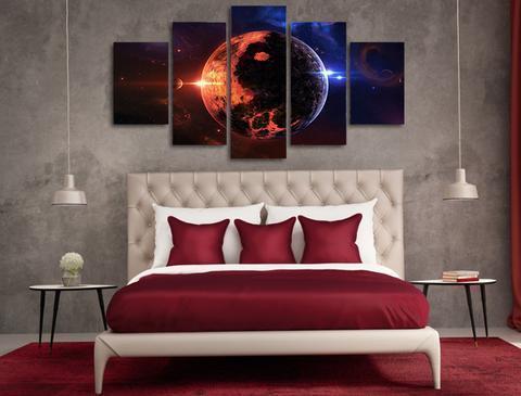 Day And Night On Earth Space Canvas Wall Art