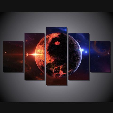 Day And Night On Earth Space Canvas Wall Art