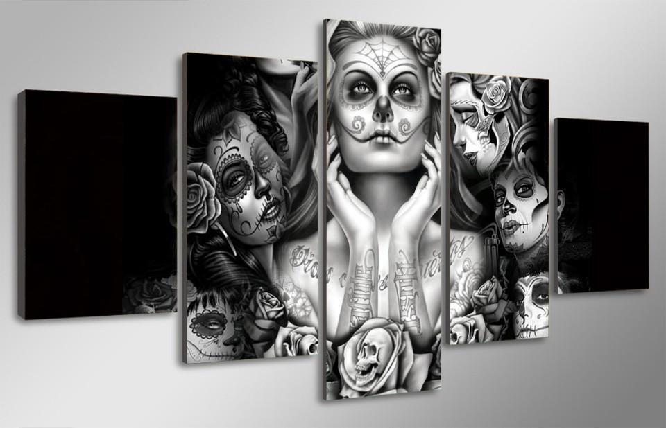 Day Of The Dead Face Ladies Movie Canvas Wall Art