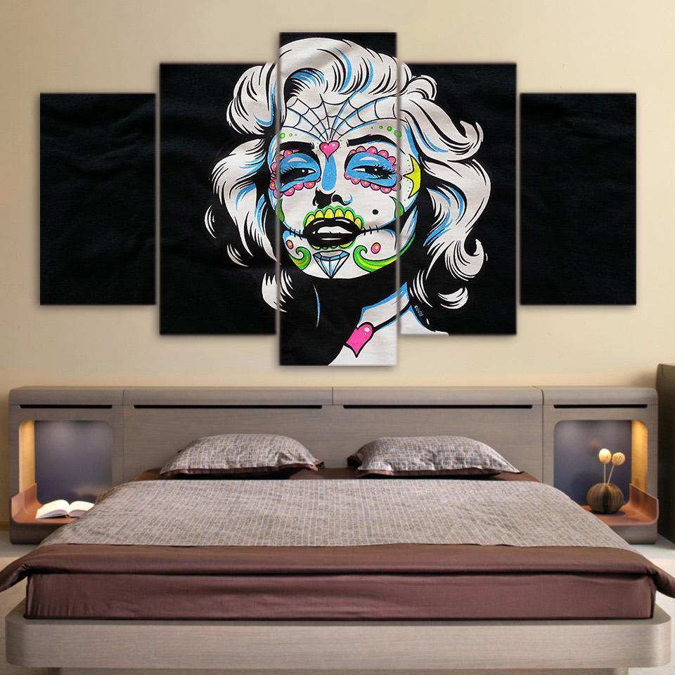 Day Of The Dead Face Marilyn Monro Celebrity Canvas Wall Art