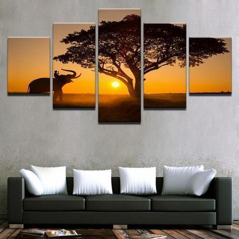 Day With My Elephant Animal Canvas Wall Art