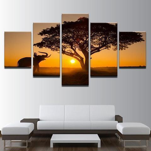 Day With My Elephant Animal Canvas Wall Art