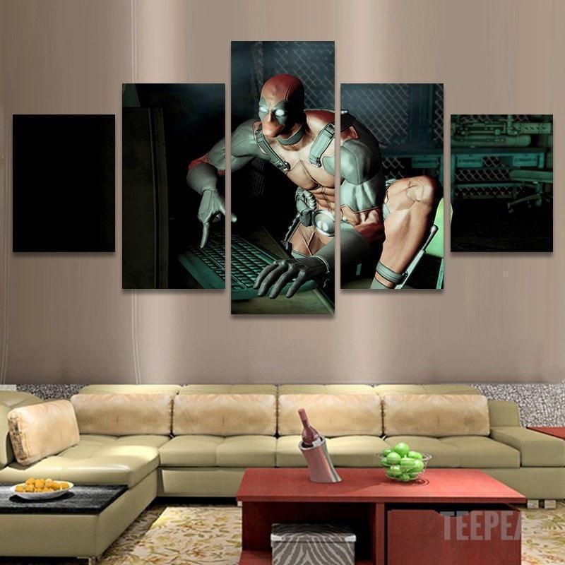 Deadpool And Computer Marvel Canvas Wall Art