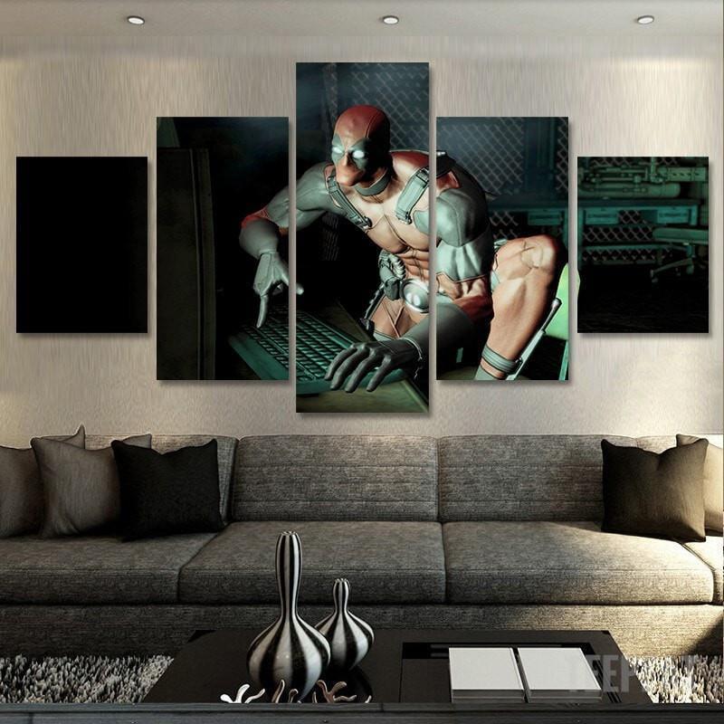 Deadpool And Computer Marvel Canvas Wall Art