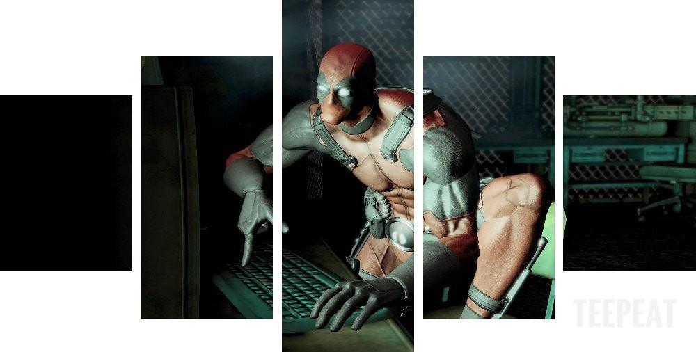 Deadpool And Computer Marvel Canvas Wall Art