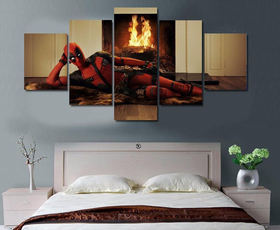 Deadpool Fireplace Limited Edition Movie Canvas Wall Art