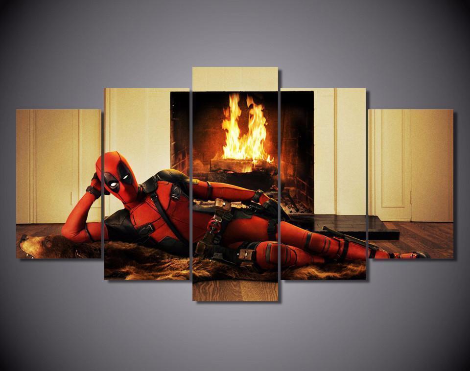 Deadpool Fireplace Limited Edition Movie Canvas Wall Art