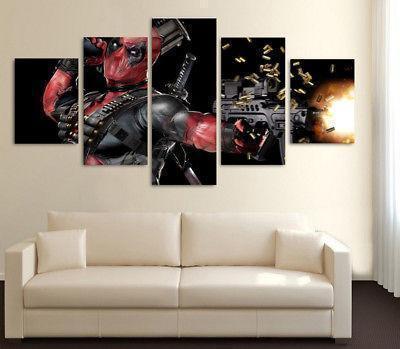 Deadpool Mask Gun Marvel Canvas Wall Art