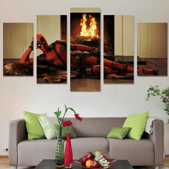 Deadpool On Bonfire Marvel Canvas Wall Art