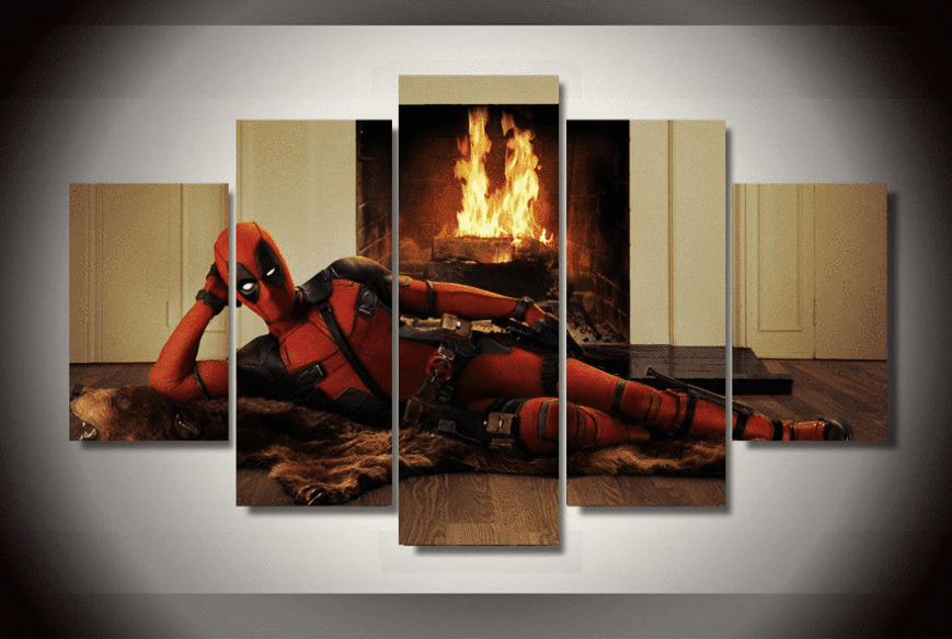 Deadpool On Bonfire Marvel Canvas Wall Art