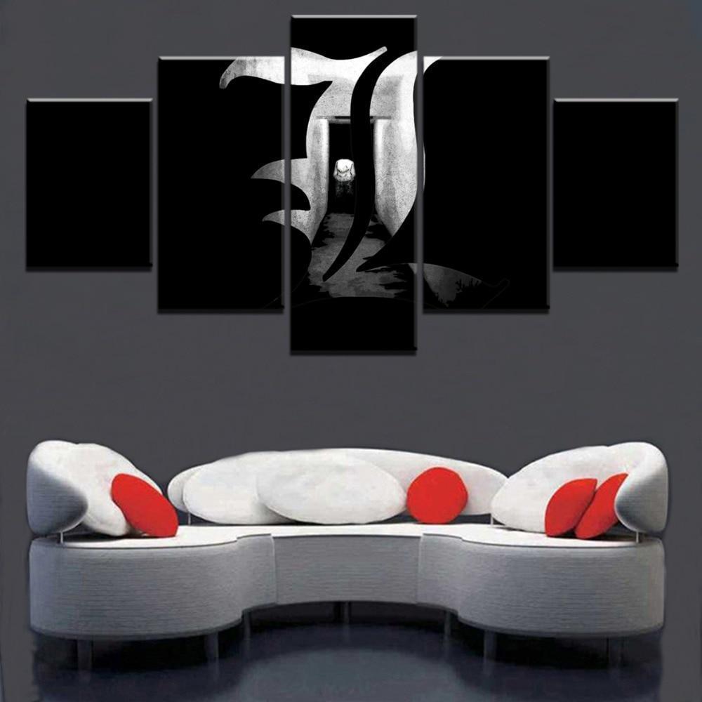 Death Note L Logo Anime Canvas Wall Art