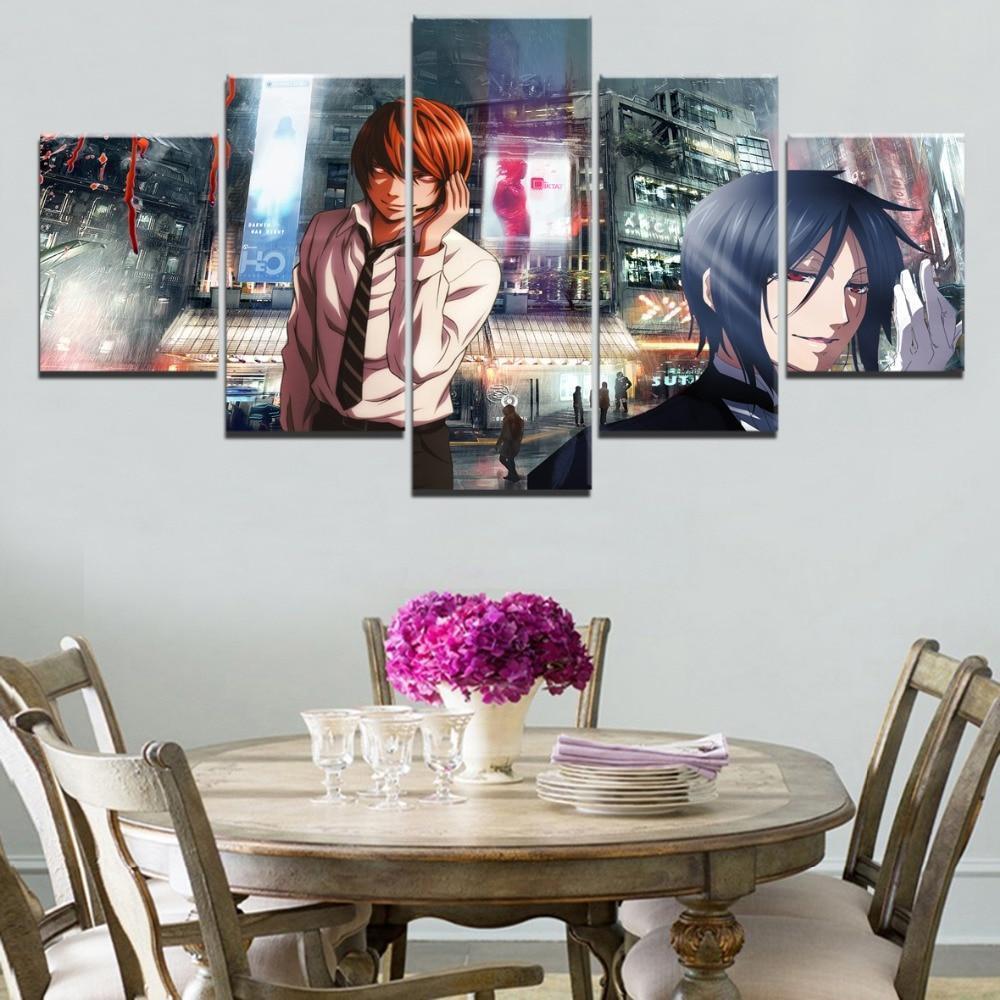 Death Note Light Yagami And Kuroshitsuji Sebastian Anime Canvas Wall Art