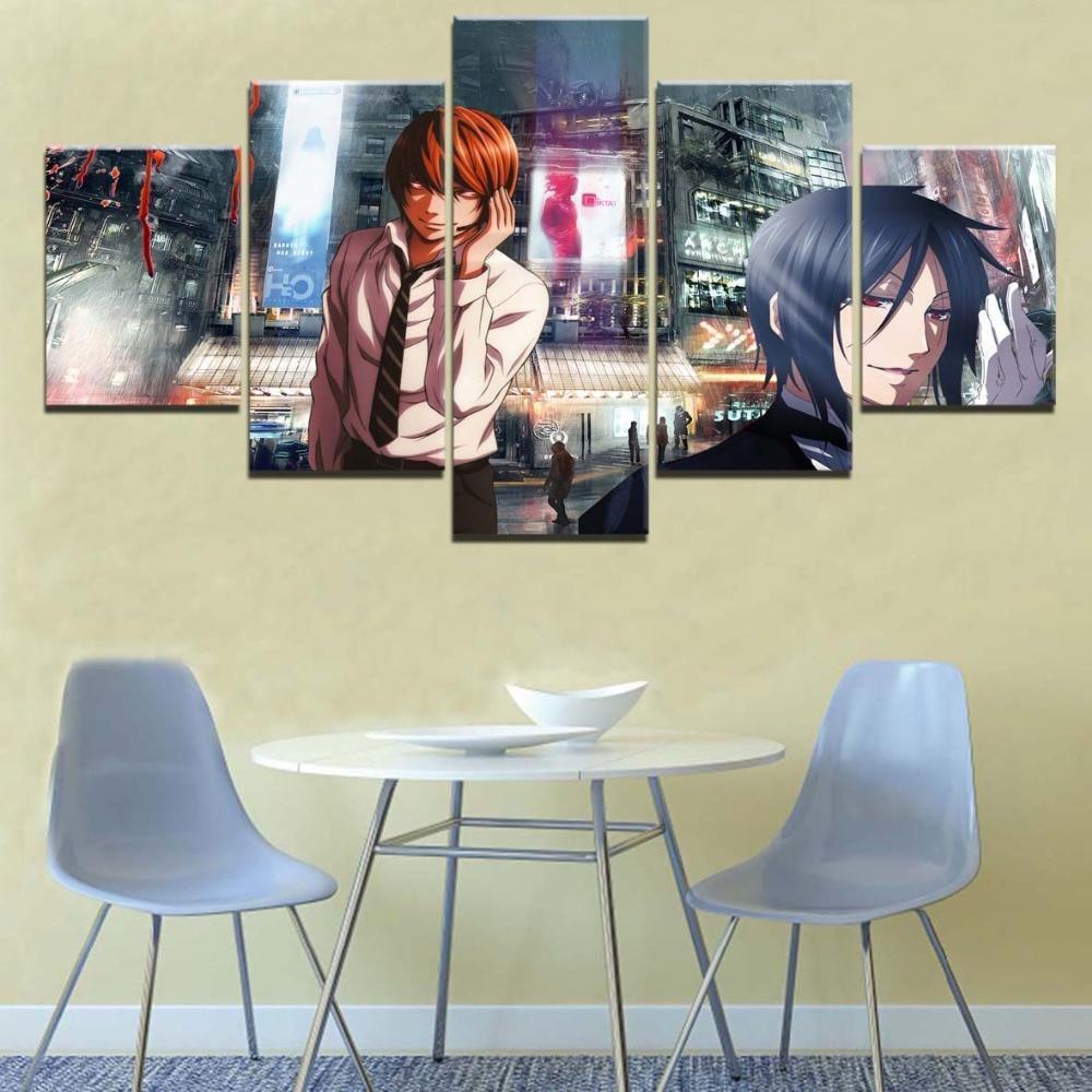 Death Note Light Yagami And Kuroshitsuji Sebastian Anime Canvas Wall Art