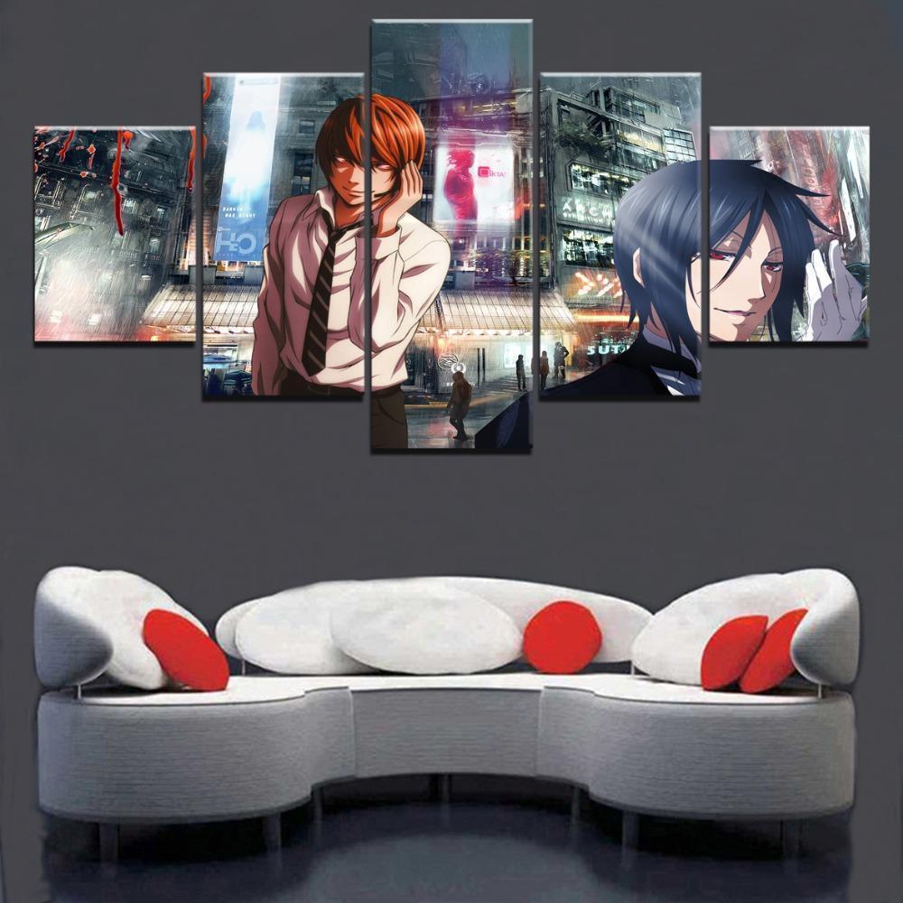 Death Note Light Yagami And Kuroshitsuji Sebastian Anime Canvas Wall Art