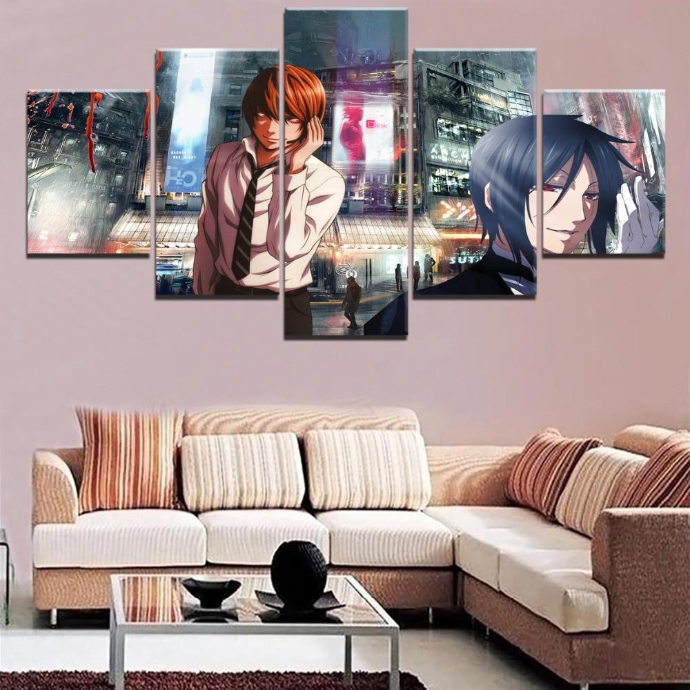 Death Note Light Yagami And Kuroshitsuji Sebastian Anime Canvas Wall Art