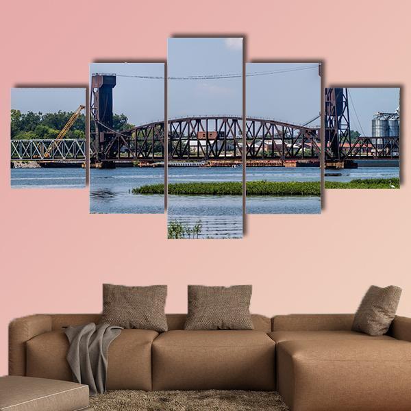 Decatur Alabama Tennessee River Draw-bridge Nature Canvas Wall Art