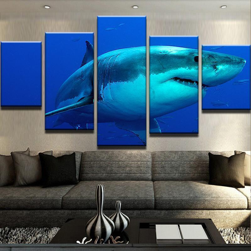 Deep Blue Shark Animal Canvas Wall Art