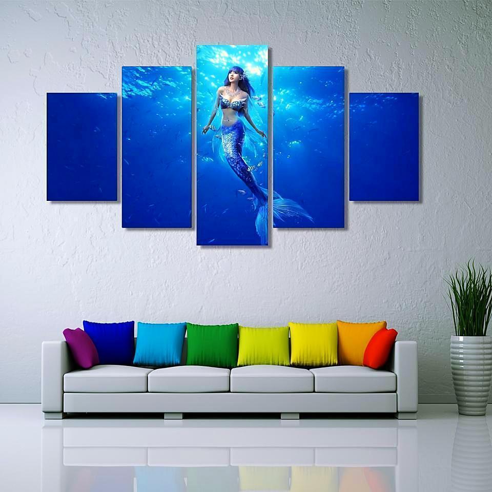 Deep Sea Mermaid Ocean Canvas Wall Art