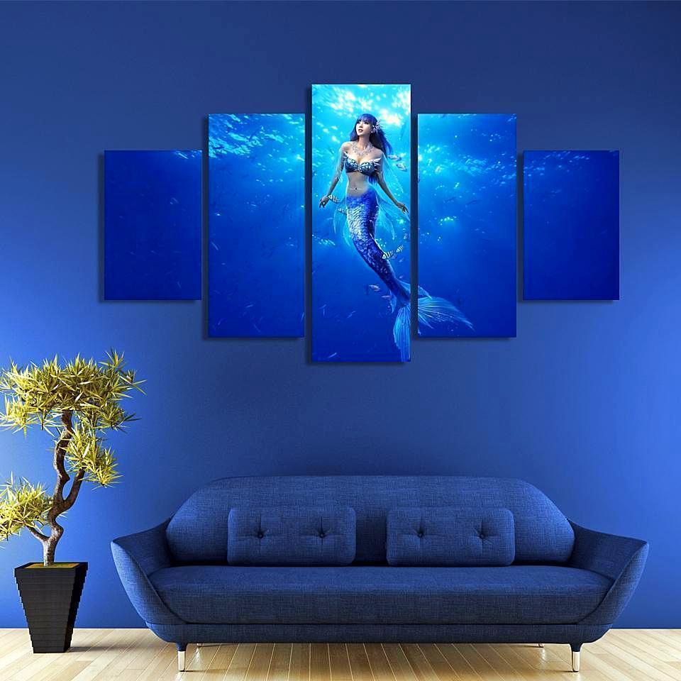 Deep Sea Mermaid Ocean Canvas Wall Art
