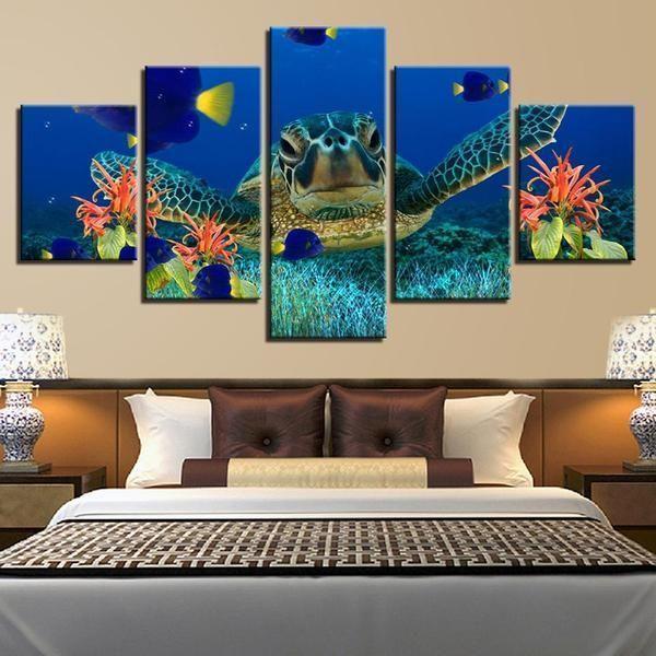 Deep Sea Turtles Animal Canvas Wall Art
