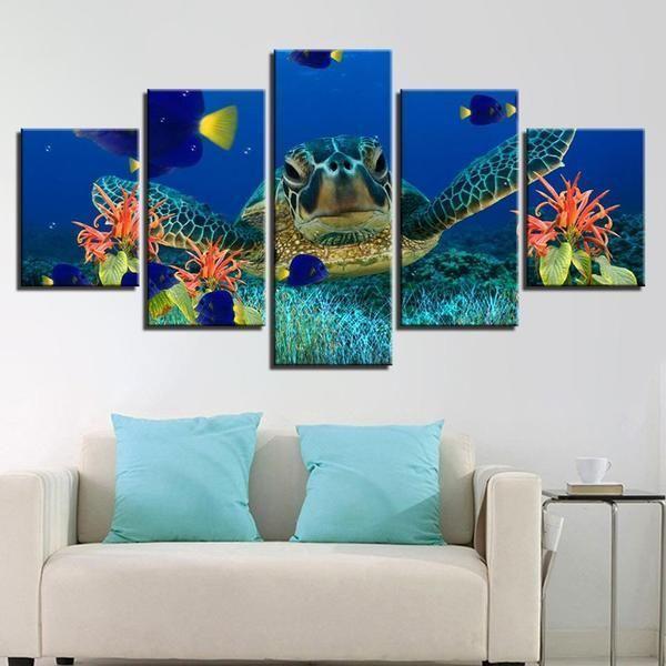 Deep Sea Turtles Animal Canvas Wall Art