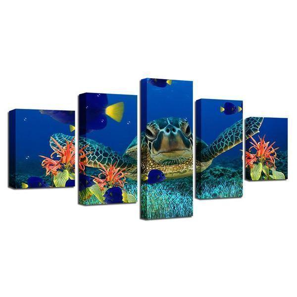 Deep Sea Turtles Animal Canvas Wall Art